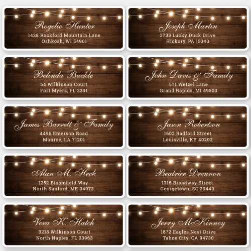 Rustic Wood Barn Wedding Guest Name Address Label