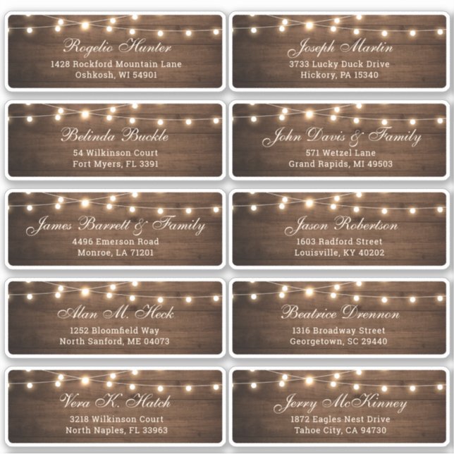 Rustic Wood Barn Wedding Guest Name Address Label (Front)