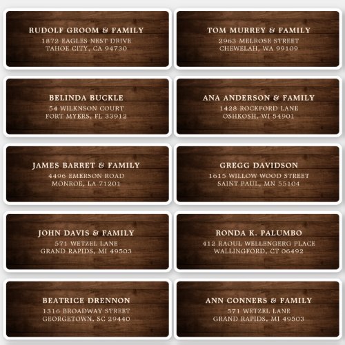 Rustic Wood Barn Wedding Guest Name Address Label
