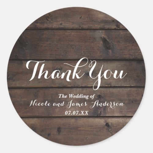 Rustic Wood Barn Wedding Party Elegant Favor Classic Round Sticker