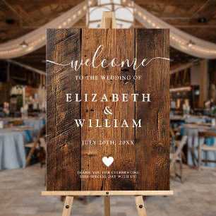Rustic Wood Barn Wedding Welcome Sign