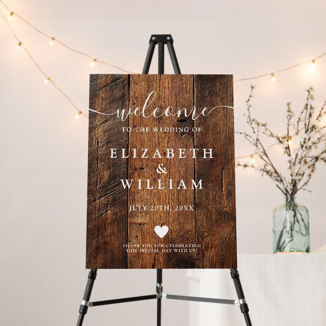 Rustic Wood Barn Wedding Welcome Sign (In Situ (Stand))