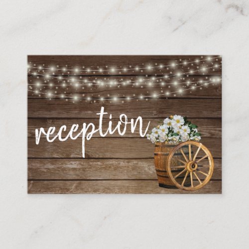 Rustic Wood Barrel and Country White Flowers  Enclosure Card