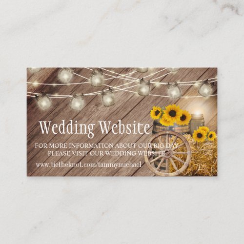 Rustic Wood Barrel and Sunflower _ Wedding Website Enclosure Card