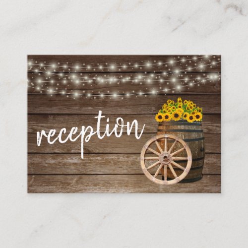 Rustic Wood Barrel and Sunflowers _ Reception Enclosure Card