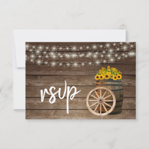 Rustic Wood Barrel and Sunflowers - RSVP