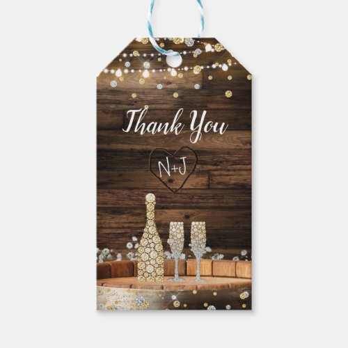 Rustic Wood Barrel Lights Champagne Modern Favor Gift Tags