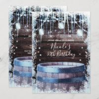 Rustic Wood Barrel & Lights Winter Birthday Party