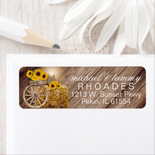 Rustic Wood Barrel _ Sunflowers Label