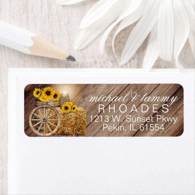 Rustic Wood Barrel - Sunflowers Label (Insitu)