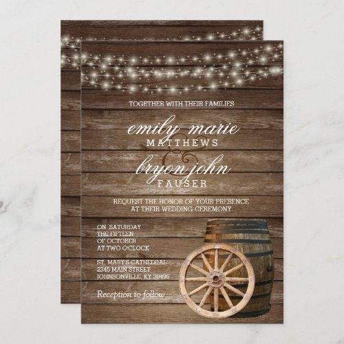 Rustic Wood Barrel Wedding Invitation