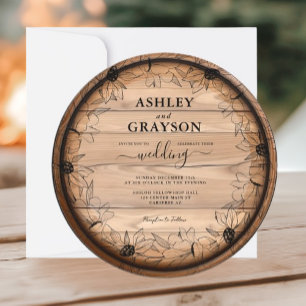 Rustic Wood Barrel Wedding Invitation