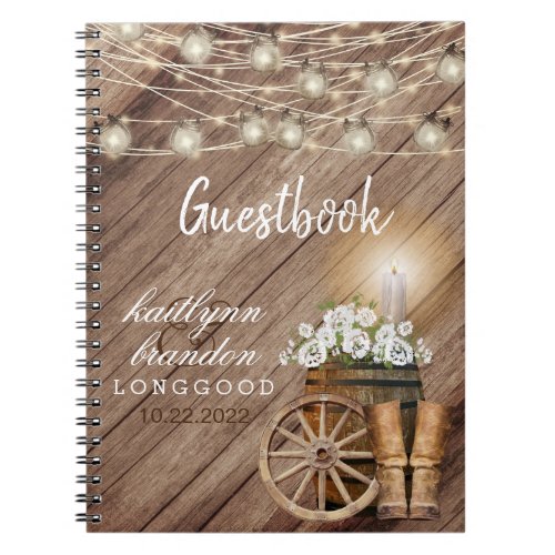 Rustic Wood Barrel  White Floral _ Guest Book