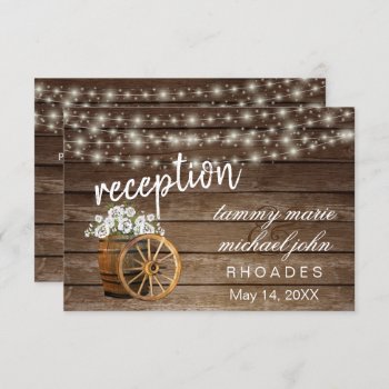 Rustic Wood Barrel White Flowers - Reception Invitation by DesignsbyDonnaSiggy at Zazzle