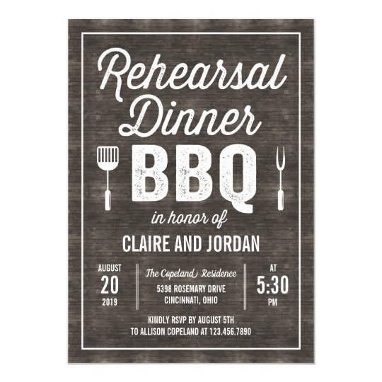 Rustic Wood Bbq Rehearsal Dinner Invitation Rwc