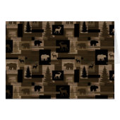Rustic wood bear moose pattern blank note cards (Front Horizontal)