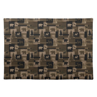Rustic wood bear moose pattern placemats
