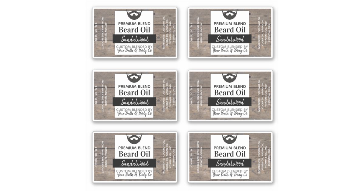 Rustic Wood Beard Oil Labels With Ingredients | Zazzle.com