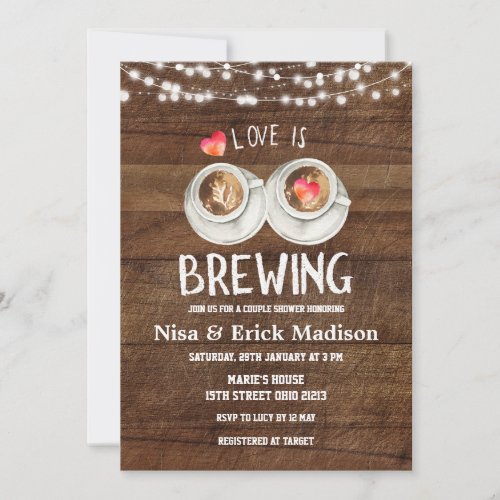 Rustic Wood Beer Bridal Shower Love is Brewing Inv Invitation
