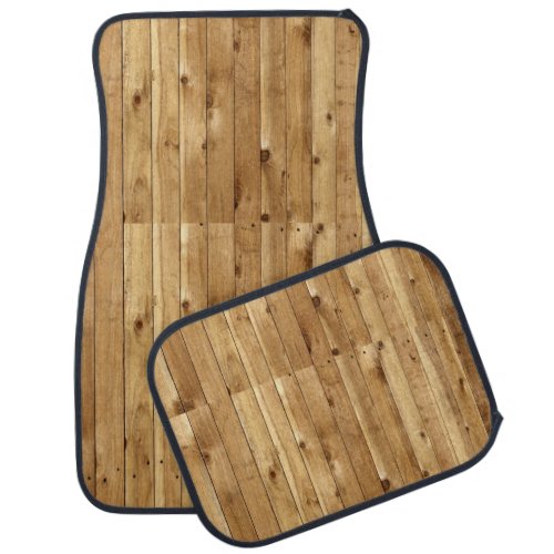 Rustic Wood Beige Car Floor Mat