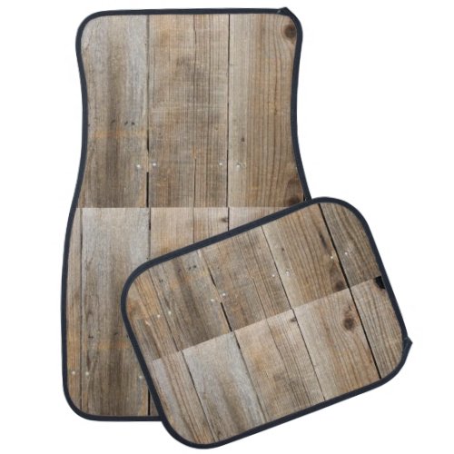 Rustic Wood Beige Car Floor Mat