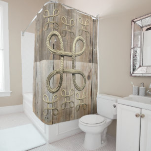 Rustic Wood Beige Rope Shower Curtain