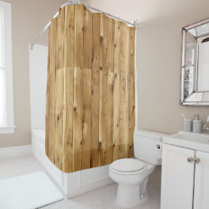 Rustic Wood Beige Shower Curtain
