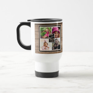 Rustic Wood Best Bonus Dad Ever 4 Photo Collage Travel Mug