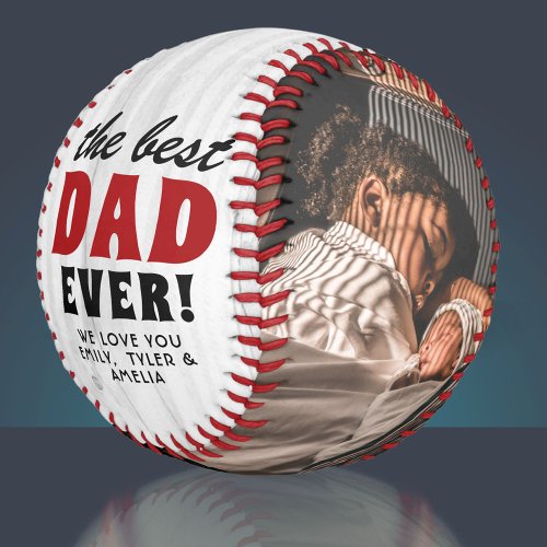 Rustic Wood Best Dad Ever Fathers Day 2 Photo Baseball