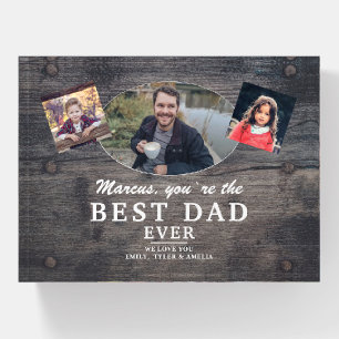 Rustic Wood Best Dad Ever Father`s Day Photo Paperweight