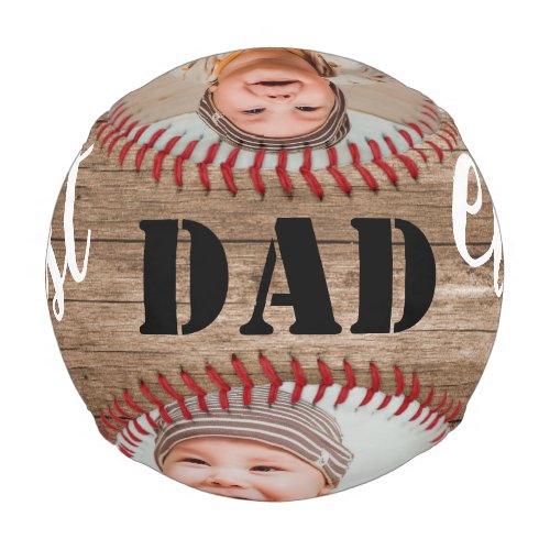 Rustic Wood Best Dad Ever Photo Collage Baseball