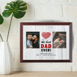 Rustic Wood Best Dad Ever Red Heart 2 Photo Award Plaque<br><div class="desc">Rustic Wood Best Dad Ever Red Heart 2 Photo plaque. Bright grey wood background with a red hand-drawn heart. Personalize it with two photos and names. You can change any text on the photo plaque or erase it. A personalized photo plaque is a perfect gift for a dad or a...</div>