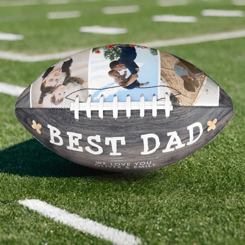 Rustic Wood Best Dad Family 3 Photo Collage  Football