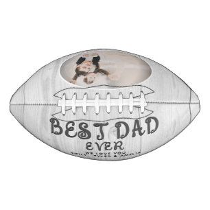 Rustic Wood Best Dad Modern Script Custom Photo  Football