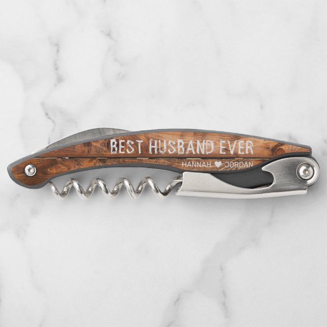 Rustic Wood | Best Husband Ever Waiter's Corkscrew (Back)