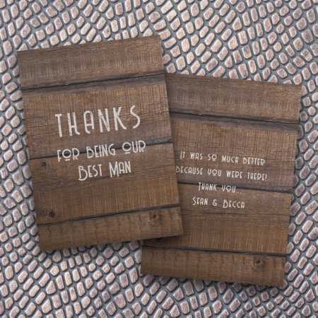 Rustic Wood Best Man Thank You Message Card