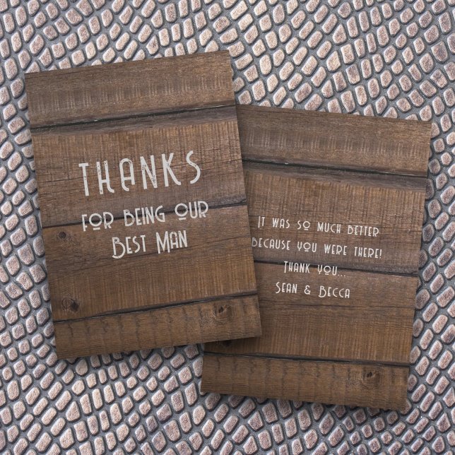 Rustic Wood Best Man Thank You Message Card (Creator Uploaded)