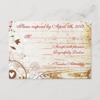 Rustic Wood Birdcage Wedding Rscp Reception Card by oddlotpaperie at Zazzle
