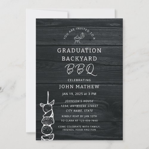 Rustic Wood Black BBQ Graduation Party