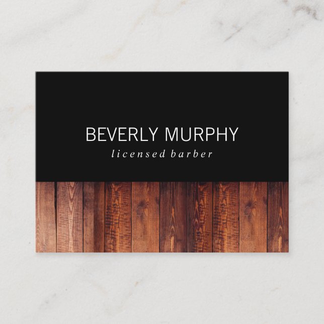 Rustic Wood Black Business Card (Front)