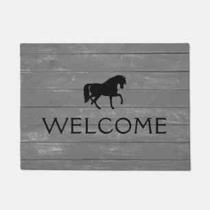 Rustic Wood - Black Horse Doormat