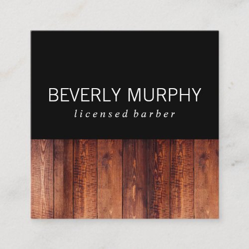 Rustic Wood Black Square Business Card