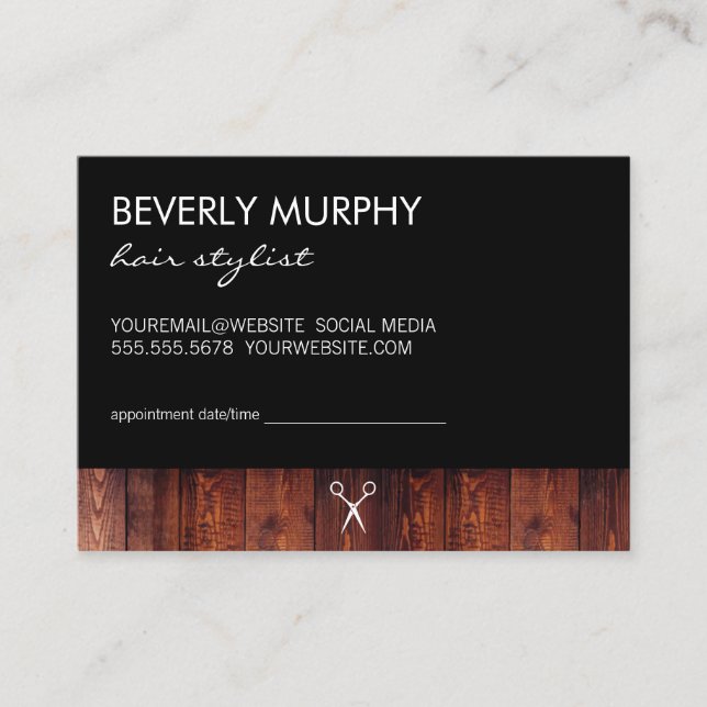 Rustic Wood Black with Shear Logo Appointment (Front)