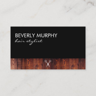 Rustic Wood Black with Shear Logo Appointment Card