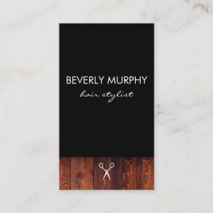 Rustic Wood Black with Shear Logo Appointment Card