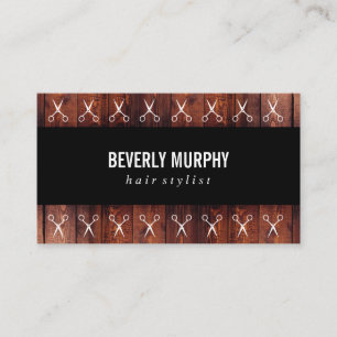 Rustic Wood Black with Shears Pattern Business Card