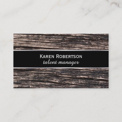 Rustic Wood  Black with Silver Lining Business Card