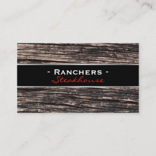 Rustic Wood & Black with Silver Lining Business Card