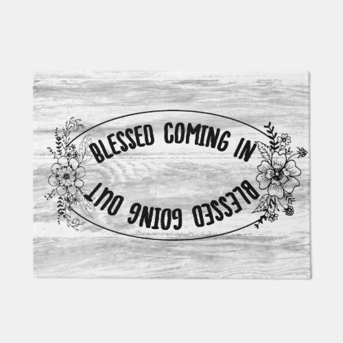 Rustic Wood Blessed Coming In Blessed Going Out Doormat