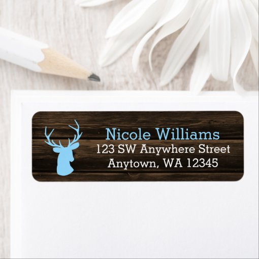 Rustic Wood Blue Buck Deer Label | Zazzle